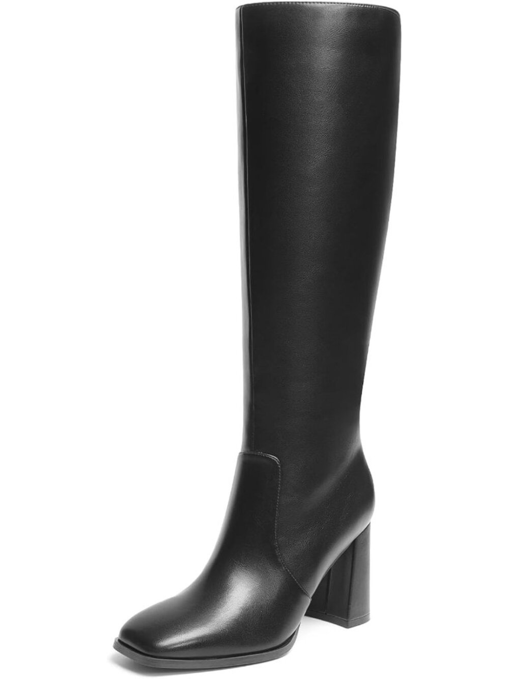 Chic Women's Knee High Square Toe Heeled Boots - Stylish & Comfortable Footwear